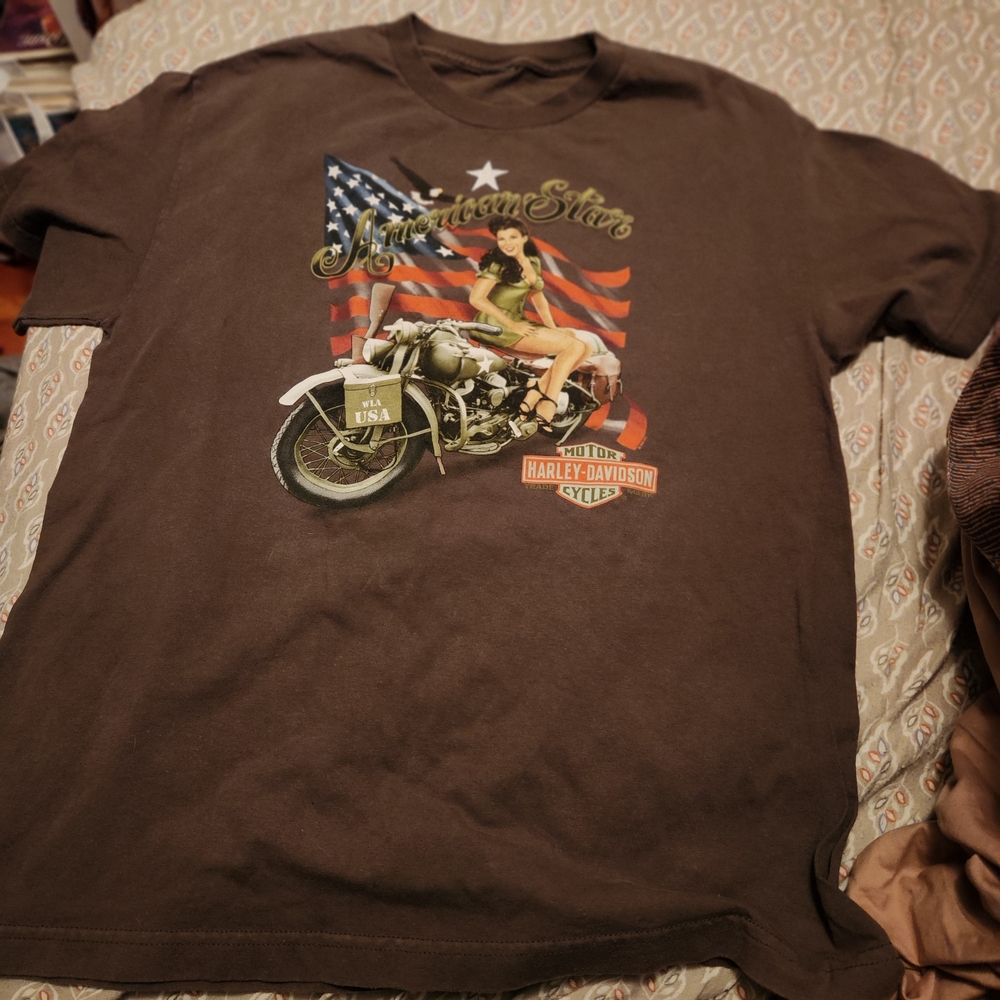Harley-Davidson Brown Graphic T-Shirt for Men